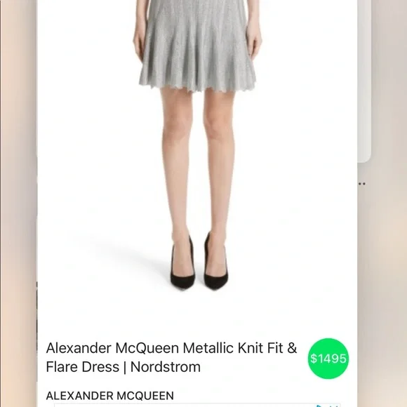 Alexander McQueen Metallic Fit & Flare Dress